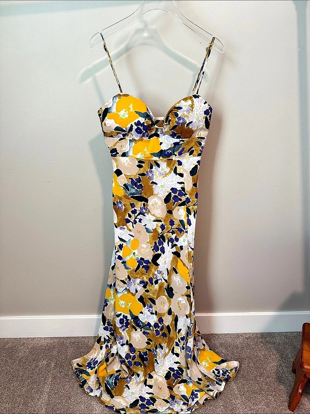 Hello Molly Floral Maxi Dress in Yellow & Blue Size Small